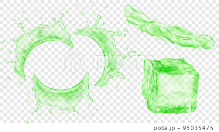 Water splashes and ice cube 95035475