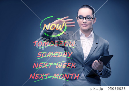 Concept of procrastination with now or later Concept of procrastination with now or later 95036023