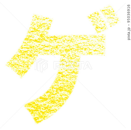 クレヨンで描かれたカタカナ「ゲ」黄色 背景白 パス付 他色/一覧表アリ 95036916