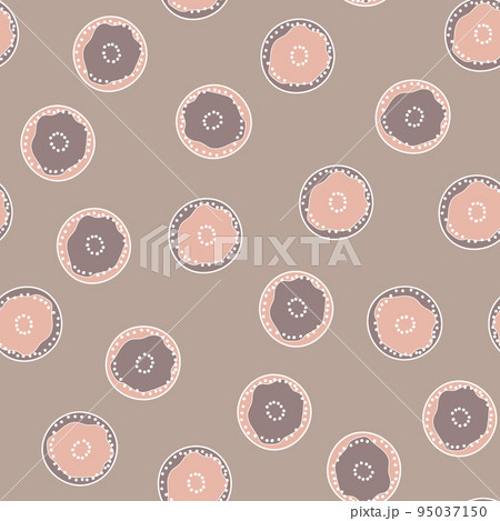 Seamless pattern with geometric aboriginal ornament. Ethnic tribal rounded color background. Afican, australian motiph. Dots painting. Vector illustration, template design for cloth, card, fabric 95037150