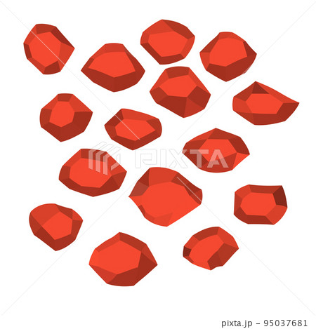 Cartoon stones. Rock stone isometric set. Red boulders, natural building block shapes, wall stones. 3d flat isolated illustration. Vector collection 95037681