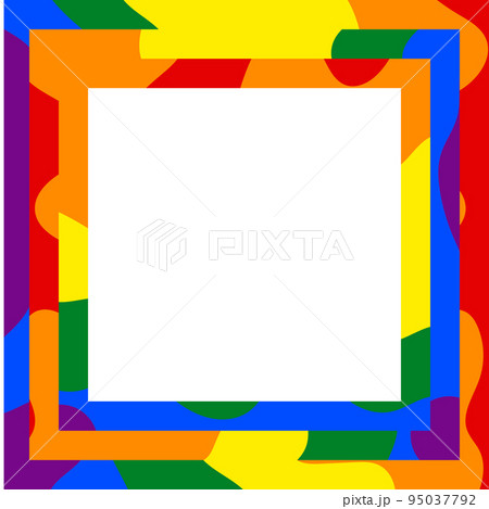 Flag LGBT icon, squared frame. Template design, vector illustration. Love wins. LGBT symbol in rainbow colors. Gay pride collection. Copy space Flag LGBT icon, squared frame. Template design, vector illustration. Love wins. LGBT symbol in rainbow colors. Gay pride collection. Copy space 95037792