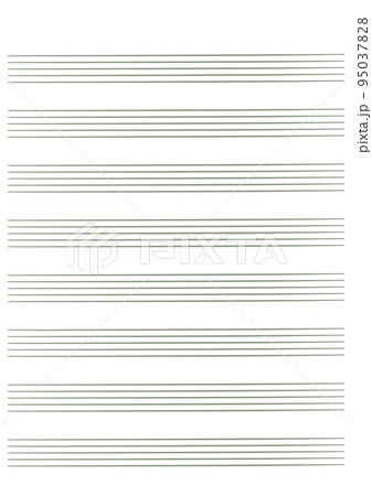 Graph paper. Printable grid paper with stave on a white background. A blank music sheet paper with staff. Geometric pattern for composition, education, school. Realistic lined paper blank size A4 95037828