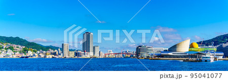 水辺の森公園から長崎港の眺め　パノラマ　【長崎市】 95041077