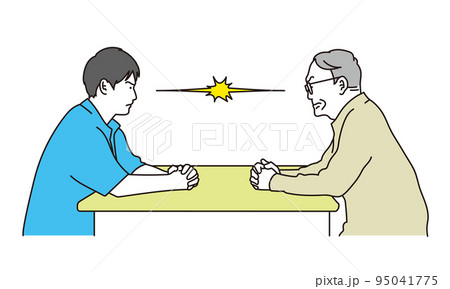 喧嘩をするアジア人の若者と高齢者 喧嘩をするアジア人の若者と高齢者 95041775