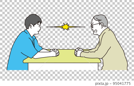 喧嘩をするアジア人の若者と高齢者 喧嘩をするアジア人の若者と高齢者 95041775