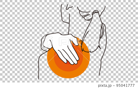 A woman who puts her hand on her shoulder with stiff shoulders 95041777