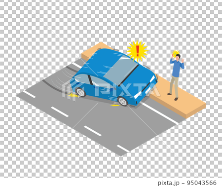 因駕駛失誤而在人行道上發生交通事故的插圖 95043566