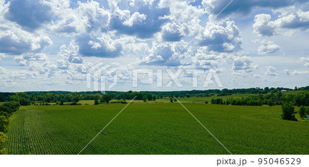 Elevated view over looking natural wisconsin meadows 95046529