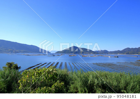 牡蠣筏 牡蠣抑制棚がある江田島風景 95048181