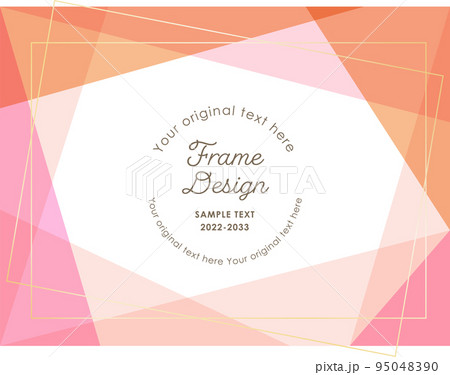 プリズム背景フレーム幾何学な枠 ピンクオレンジ 95048390