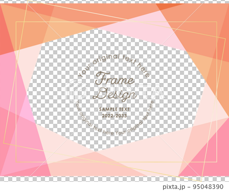 プリズム背景フレーム幾何学な枠 ピンクオレンジ 95048390