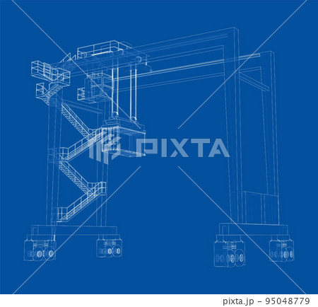 Port cargo crane. Vector 95048779