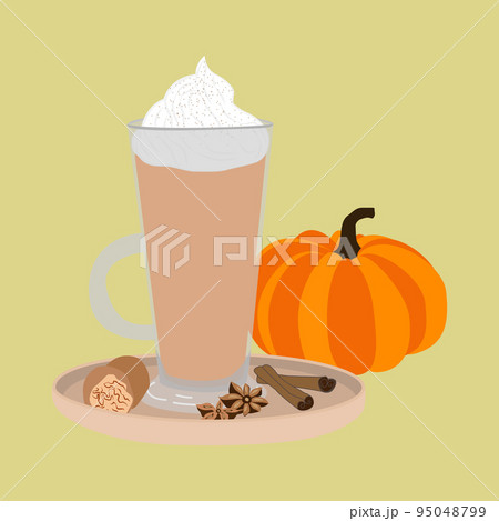 A Glass of autumn drink Pumpkin spices latte A Glass of autumn drink Pumpkin spices latte 95048799