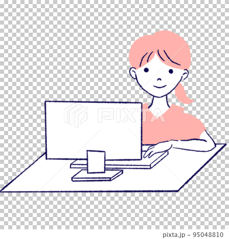辦公桌工作的女孩 辦公桌工作的女孩 95048810