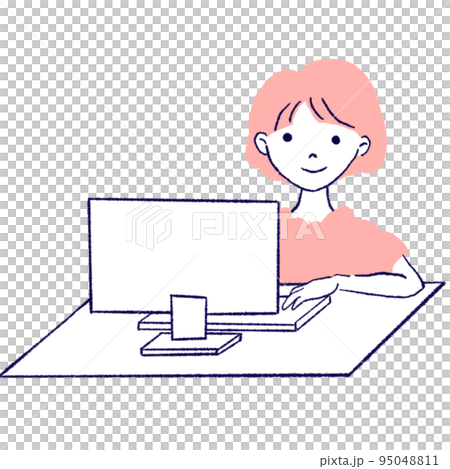 辦公桌工作的女孩 辦公桌工作的女孩 95048811
