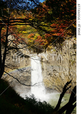 紅葉に包まれた苗名滝 紅葉に包まれた苗名滝 95049119