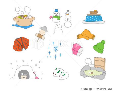 かわいい手描き冬イラストセット 95049188