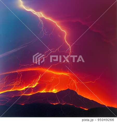 Landslide collapse, volcano eruption and earthquakes natural disaster 95049266