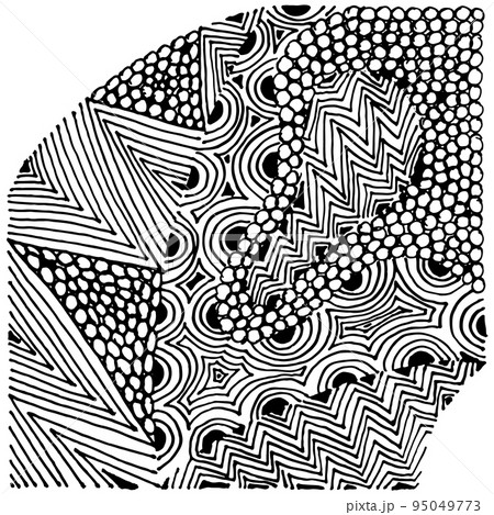 Black and white zenart illustration Isolated on White Background. 95049773
