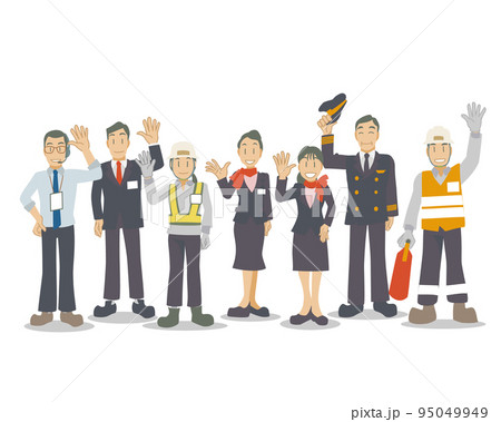 お客様に手を振る空港で働く人々 お客様に手を振る空港で働く人々 95049949
