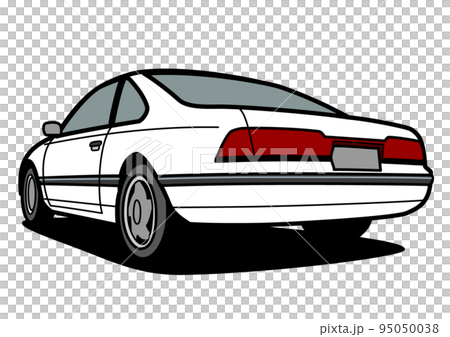 懷舊美國轎跑車後視白色汽車插圖 95050038