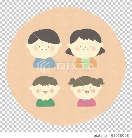 Watercolor painting happy family of four hand-drawn illustration material 95050098