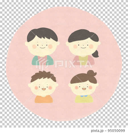 Watercolor painting happy family of four hand-drawn illustration material 95050099