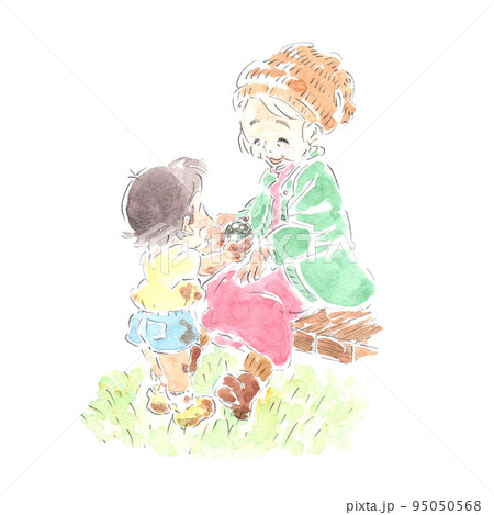 おばあちゃんに泥団子のプレゼント 95050568