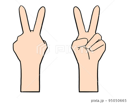 チョキの手のイラスト(表と裏)(日本人) チョキの手のイラスト(表と裏)(日本人) 95050665