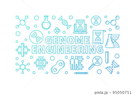 Genome Engineering vector blue line horizontal illustration 95050751