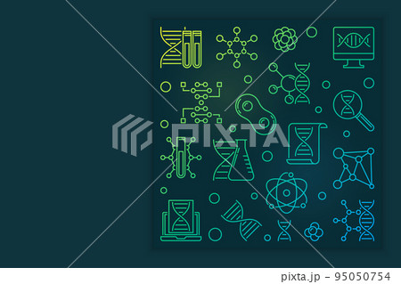 Deoxyribonucleic acid vector colored linear square banner 95050754