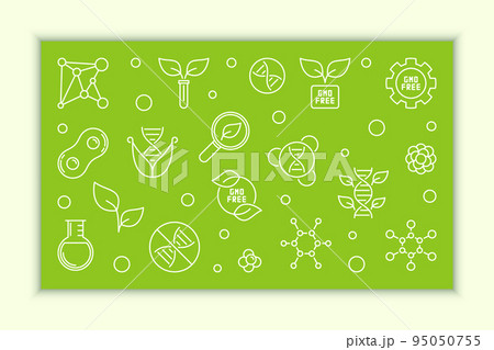Vector GMO Free horizontal banner in outline style 95050755