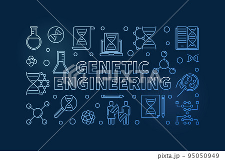 Genetic Engineering vector blue outline illustration Genetic Engineering vector blue outline illustration 95050949