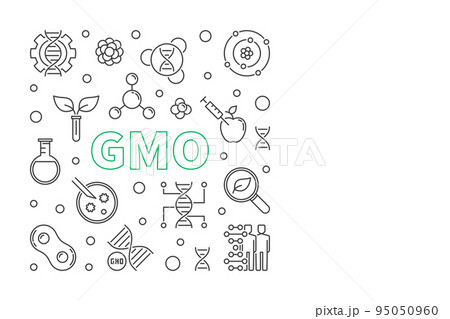 Vector GMO concept minimal outline square banner 95050960