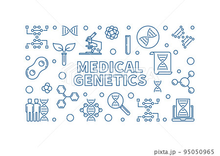 Medical Genetics vector medicine concept linear illustration 95050965