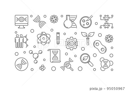 Banner made with outline genetics icons. Vector illustration 95050967