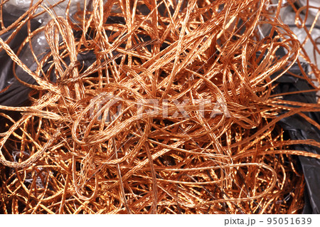 Bag of electrical copper waste, scrap copper wire material for recycling business in recycling plant 95051639