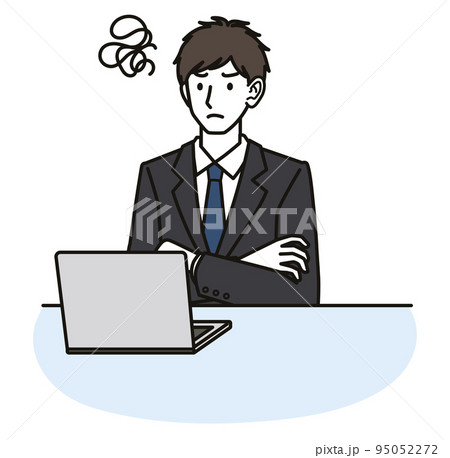 パソコンの画面を見てイライラするスーツを着た男性 95052272