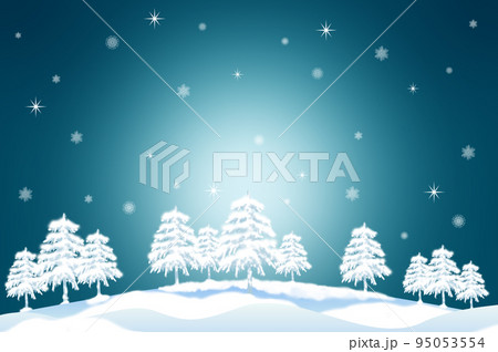 クリスマスツリーと雪景色の背景 95053554