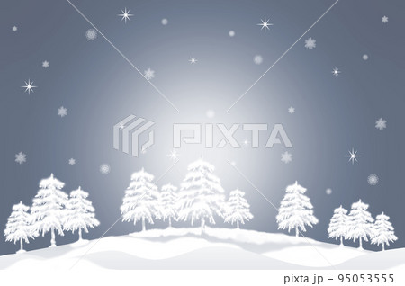 クリスマスツリーと雪景色の背景 95053555