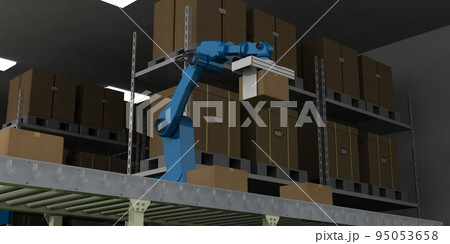 工場の倉庫で動く協働型産業ロボット 95053658