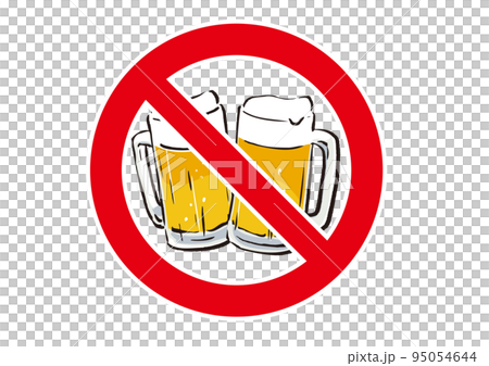 墨絵タッチなビールジョッキの飲酒禁止マーク 95054644