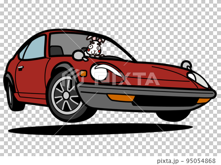 2023年新年賀卡材料兔和懷舊國產跑車 95054868
