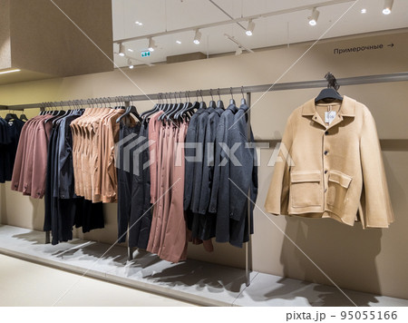 Moscow,Russia 08 23 2022 COS magazine shop in Paveletskaya plaza station , man and women modern clothes h m shopping  95055166