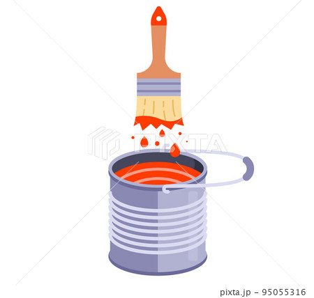 iron can with paint and brush. 95055316