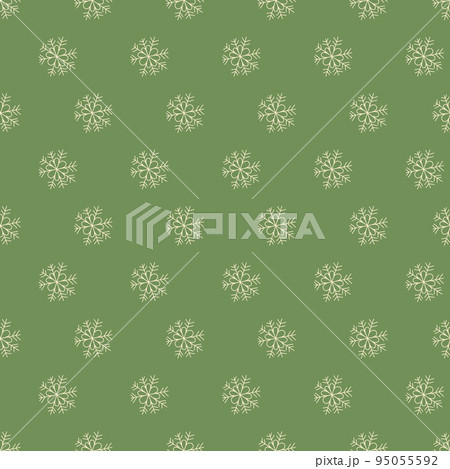 Seamless background with white snowflakes on a green background 95055592
