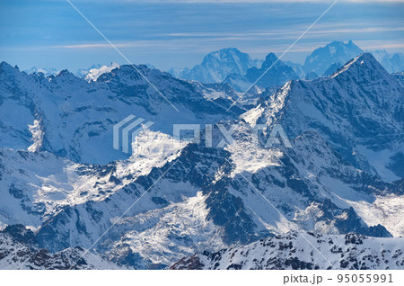 Winter mountain landscape with rocks and snow. Caucasus 95055991