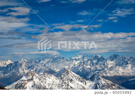 Winter mountain landscape with rocks and snow. Caucasus 95055992