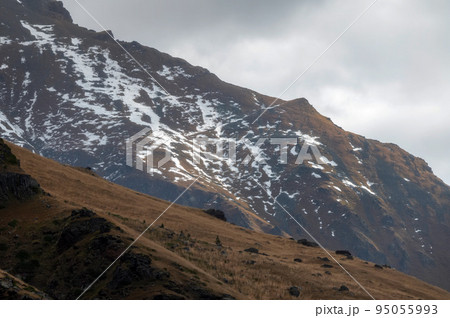 Winter mountain landscape with rocks and snow. Caucasus 95055993